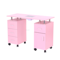 Meuble de Salon de Manucure Rose Moderne de Luxe, Table de Maquillage et Bureau de Beauté pour Salon de Manucure - Vente Chaude