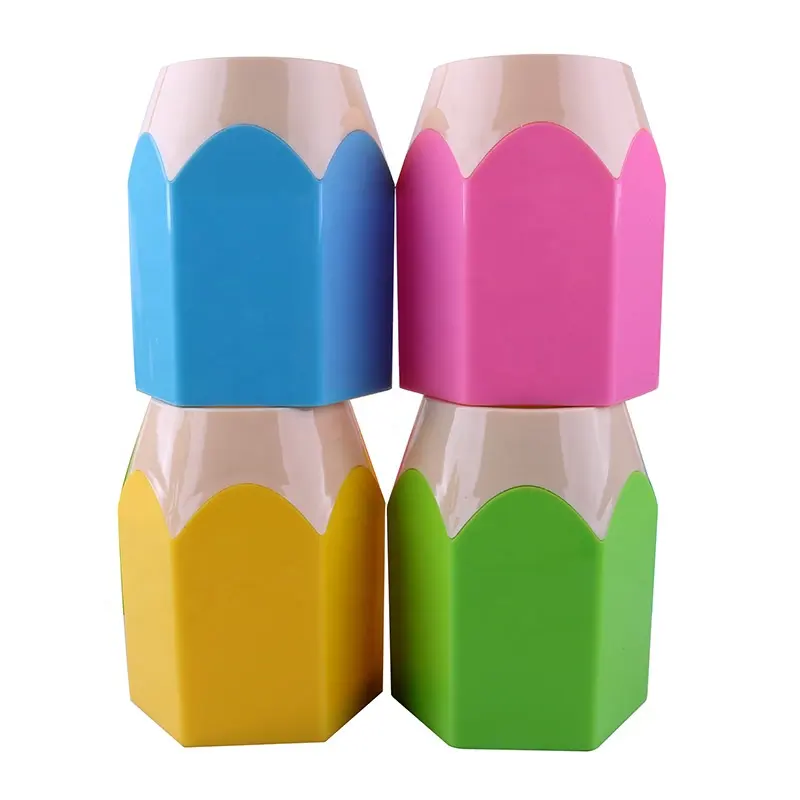 Kantoor School Desktop Pennen Container, Gekleurde Kids Pen Box, Custom Logo Gedrukt Vierkante Plastic Pen Houder