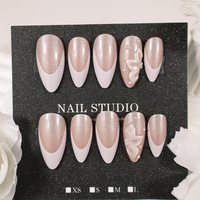 Pure Desire French 3D Pansy Ins Style Wear a Foreign Trade High Sense Fake Nails Cross-border French Wear Nail Tip
