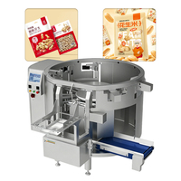 Machine d'emballage automatique GDS350B-08 pour sachets à scellage quatre côtés, étiqueteuse rotative, largeur de film 220-350 mm, avec peseuse multi-têtes pour granulés et cacahuètes