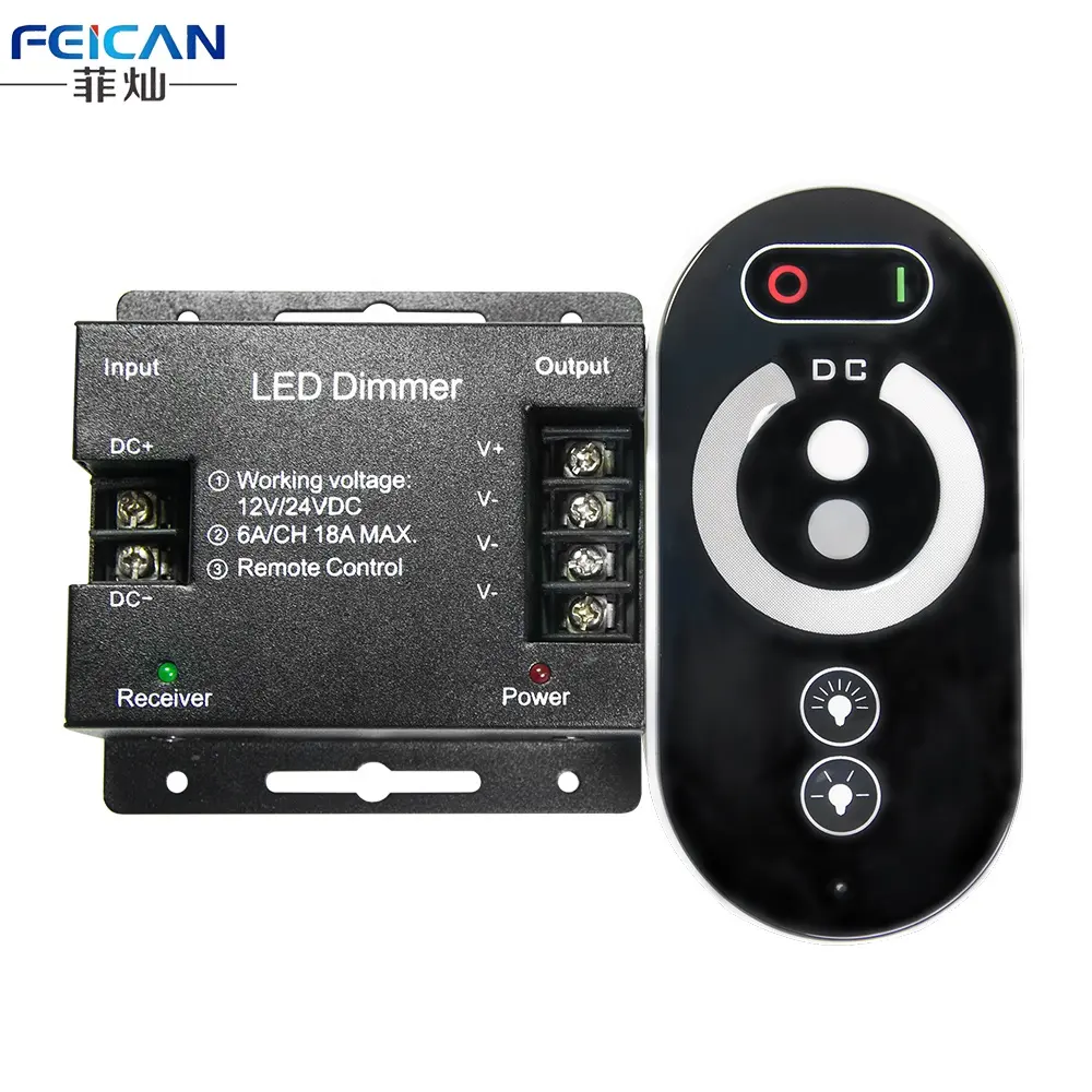 Şerit ışık aksesuarları için dokunmatik uzaktan ile LED RF karartıcı kontrol cihazı Dimmer led DC12V 24V