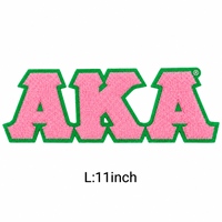 Groothandel 11 inch Griekse Sorority Chenille roze en groene patches strijkbare geborduurde applicaties voor kleding