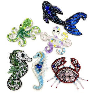 PH098 <span class=keywords><strong>animali</strong></span> marini fatti a mano mare mare Patch con perline per cucire su polpo di granchio <span class=keywords><strong>Applique</strong></span> in strass per scarpe accessori per borse - Product Image 1