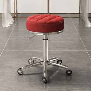 Silla de <span class=keywords><strong>bar</strong></span> hidráulica ajustable en altura, giratoria, con ruedas, para estética/barbería. - Product Image 6