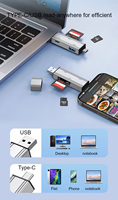 Lecteur de cartes OTG USB Type C 4 en 2 Xput, lecteur de cartes SD TF haute vitesse, hub USB, adaptateur portable pour ordinateur portable