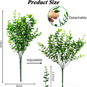 Sggvecsy Lot de 4 plantes artificielles suspendues en eucalyptus, résistantes aux UV, en plastique, pour décoration intérieure/extérieure, emballage pour vase de mariage - Product Image 6