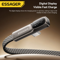 Câble de charge rapide USB-C vers USB-C ESSAGER ES-X92 avec écran LED, coudé, plat, tressé, 240W, compatible avec iPhone et Samsung