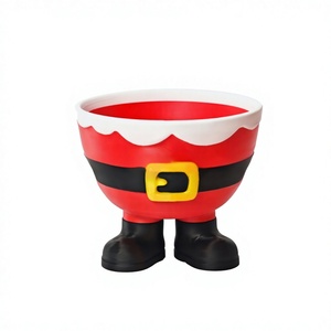 Bol personnalisé biodégradable imprimé en 3D en forme de Père Noël, vaisselle de Noël unique, design artistique moderne, cadeau familial - Product Image 1