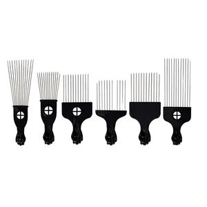 Pettine Afro Lungo in Metallo Nero, Strumento di Moda per Parrucchieri, per Donne e Uomini, Stile Africano, Pettine per Acconciature con Olio - Product Image 2
