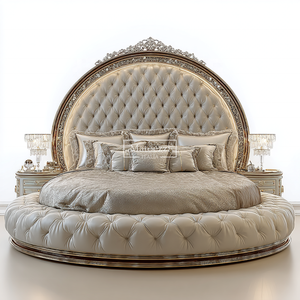 Giường ngủ cỡ King khung pha lê sang trọng, đèn LED, bọc vải màu bạc lộng lẫy, kiểu nền nâng, dành cho phòng ngủ VIP, có tính năng lưu trữ mềm mại - Product Image 4