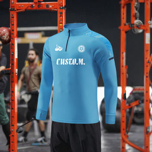 طقم جاكيت رياضي شتوي للبالغين بأكمام طويلة وسحاب نصفي للفرق الرياضية، مصنوع من البوليستر 100٪ سريع الجفاف للتدريب - Product Image 3