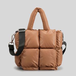 Custom Shiny Designer High Quality <b>Small</b> Ladies <b>Handbag</b> Women Fashion Customized Logo Puffer Tote Bag - Product Image 4