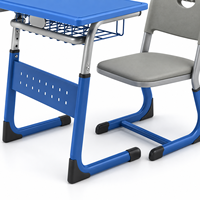 Ensemble de bureau et chaise d'école moderne, écologique et durable pour les élèves du primaire, bureau en bois réglable
