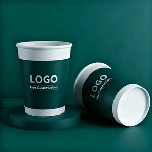 Tùy chỉnh Hot Black logo nhà sản xuất giấy trà in nắp cà phê đi với ly phân hủy sinh học đôi tường đôi tường Cốc giấy - Product Image 5