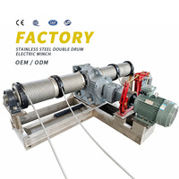 Treuil électrique à double tambour en acier inoxydable, moteur antidéflagrant, frein hydraulique, palan de levage de cage synchrone à quatre cordes, ODM