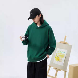 Sudadera con capucha de forro polar personalizada con logo, hombros caídos, bolsillos, gruesa, holgada, antipilling, a la moda, para parejas, venta al por mayor - Product Image 3