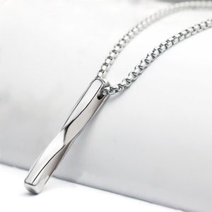 Rvs Sieraden Mannen Vrouwen Zilver Vergulde Kleurrijke Kettingen Rechthoek Twisted Hanger Eenvoudige Lange Ketting Ketting - Product Image 1