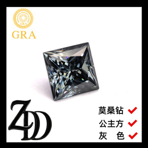 GRA Moissanite Princess Cut Grey Loose Gemstone Synthetic Lab Created For Jewelry Making - Product Image 3