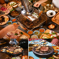 Barbecue coréen commercial en fonte, rond et épaissi, pour restaurant