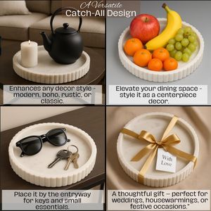 Bandeja Decorativa Redonda con Borde Ondulado, Bandeja para Velas de Mesa de Centro, Bandeja Multiusos con Borde Festoneado, Bandeja Decorativa para Mesa de Hogar, 11 Pulgadas - Product Image 2