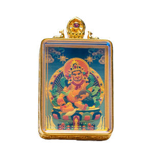 Pendentif Thangka en laiton peint à la main, Zajilam Manjushri Green Tara Wuye, portable, nouveau style chinois, artisanal, Tsa, décoration de la maison - Product Image 6