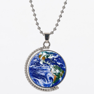 Trái Đất Bản Đồ Thế Giới Hai Mặt Xoay Vòng Cổ Trang Sức Phụ Kiện Vintage Globe Planet Glass Dome Mặt Dây Chuyền - Product Image 4