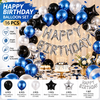 Lot de ballons d'anniversaire personnalisés avec logo, décoration de fête bleue, noire et argentée, cadeau promotionnel, vente en gros directe d'usine, faible MOQ, OEM
