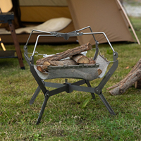 Poêle à bois pliable en alliage de titane pour l'extérieur, foyer de camping, barbecue, feu de camp, avec étui de transport