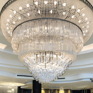 Grande Lampadario in Cristallo per Hotel, LED, Acciaio Inossidabile Dorato, Garanzia di 5 Anni, Forma Personalizzabile per Spazi Commerciali - Product Image 1