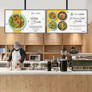 Pantalla Hd montada en la pared colgante 32 pulgadas KFC Cafe Tablero de menú interior Tablero de menú inteligente de comida rápida digital