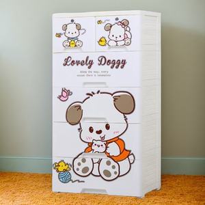 Lindo perro patrón armario blanco de <span class=keywords><strong>4</strong></span> capas de plástico de almacenamiento de cajón con 2 cerraduras - Product Image 3