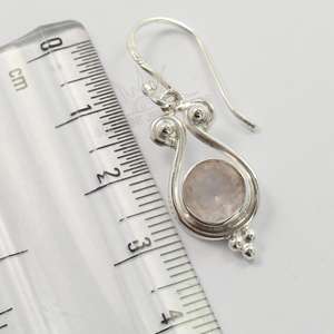 Quartz Rose de valeur artistique 925 bijoux fins en argent Sterling massif boucles d'oreilles crochet à la mode pierre précieuse de Quartz Rose naturel - Product Image 3