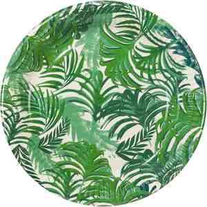 Factory Direct 9inches Green Leaf Modern Tropical Design Disposable Paper <b>Plates</b> for Summer-Party Themed Decorations - Product Image 1