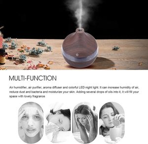 Mini Humidificador 2025 de 300 ml con Aspecto de Madera, Difusor de Aroma Ultrasónico USB, Iluminación LED, 4 Horas de Duración, 35dB, Lámpara Nocturna de Mesa Eléctrica - Product Image 5