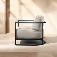 Fauteuil de salon d'extérieur en aluminium thermolaqué, moderne, imperméable, avec coussin à séchage rapide, pour hôtel et jardin