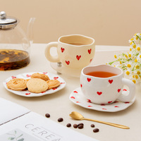 Vente chaude Usine Peinture À La Main Tasse En Céramique Tasse À Café Ensemble Lumière De Luxe Irrégulier Ins Tasse À Café En Céramique Tasse À Thé Soucoupe