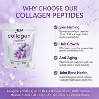 Poudre de collagène hydrolysé personnalisée OEM pour la croissance des cheveux, le raffermissement de la peau et l'anti-âge (convient aux hommes et aux femmes)