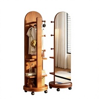 Table de maquillage moderne en bois de chêne massif avec miroir éclairé réglable et rangement pour chambre à coucher, maison, hôtel et appartement