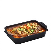 Plaque de cuisson carrée multifonctionnelle en acier au carbone pour poisson grillé, compatible induction et barbecue, avec couvercle en verre, usage commercial
