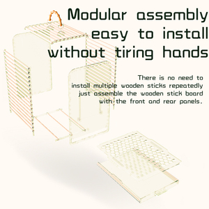 Cage de perroquet en bambou suspendue en acrylique personnalisée avec bol de nourriture nid d'oiseau - Product Image 3