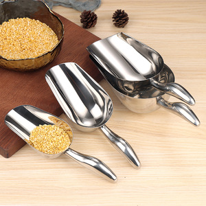 Cuchara para Hielo de Acero Inoxidable Multiusos, Cuchara para Harina, Azúcar, Arroz y Granos con Mango, Diseño de Fondo Plano, Tamaño Mediano - Product Image 1