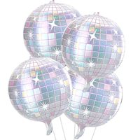 Ballon sphérique 4D de 22 pouces en aluminium auto-scellant, motifs Noël, Disco, Léopard, Football, pour décorations de fête d'anniversaire