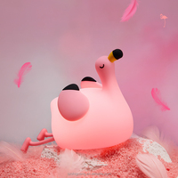 Cadeaux de Noël, adorable lampe de nuit flamant rose, lampe LED souple de dessin animé, lampe de chambre d'enfant, décoration de chambre, lampe animale en silicone rechargeable