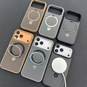 JOYPORODO Coque de Téléphone Magnétique de Luxe en PC et <span class=keywords><strong>Fibre</strong></span> de Carbone avec Support pour iPhone 17 Pro Max - Product Image 1