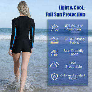 Maillot <span class=keywords><strong>de</strong></span> bain une pièce personnalisable à manches longues pour <span class=keywords><strong>femme</strong></span> avec fermeture éclair, protection solaire, anti-UV, pour la plage - Product Image 2