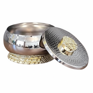 ชามอลูมิเนียมสแตนเลสโลหะพร้อมฝาชามขัดเงาทรงกลมขัดเงาเงางามมีฝาปิด - Product Image 1