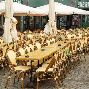 (E3007) empilhando francês café metal rattan cadeira bistro ao ar livre para restaurante móveis de jantar