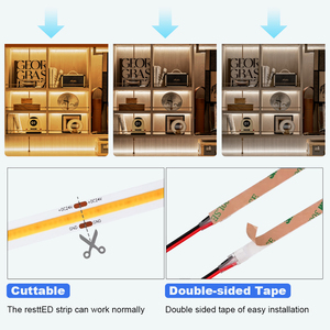 QM Strip lampu Led COB LED 12Mm baris ganda Strip lampu LED dekorasi rumah Strip Led 384Led/<span class=keywords><strong>M</strong></span> Strip lampu Led warna ganda Strip LED 24V Cob - Product Image 5