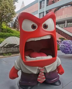 Figurine en résine FRP, personnage de dessin animé en colère avec chemise rouge et cravate, sculpture pour la décoration de parcs à thème, place publique extérieure, centre commercial, ornement - Product Image 1