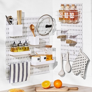 Trou sans poinçon en acier au carbone Double étagère murale domestique cuisine/salle de bain/dortoir stockage <span class=keywords><strong>d</strong></span>'épices supports de stockage supports - Product Image 1